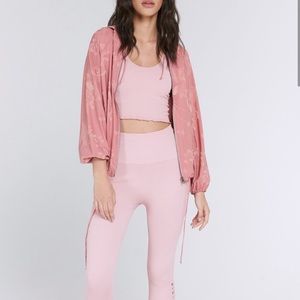 Spiritual Gangster Flow Rider Hooded Jacket Rose Pink Floral Size XS